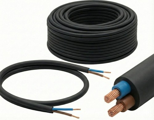 Przewód mieszkaniowy OMY 2×1 czarny H03VV-F 300/300 V – elastyczny przewód linkowy do przewodów przyłączeniowych i połączeń ruchomych w instalacjach wewnętrznych.