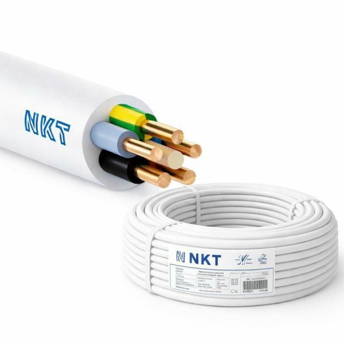 Okrągły przewód instalacyjny YDY NKT 5x1,5 mm² żo 450/750 V z żyłami miedzianymi, przeznaczony do stałych instalacji elektrycznych, oświetlenia i sterowania.