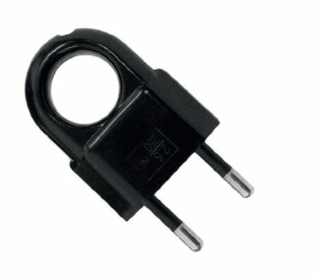 Czarna wtyczka płaska WTP2C 2,5A 250V bez uziemienia marki ELGOTECH do instalacji elektrycznych urządzeń domowych i biurowych