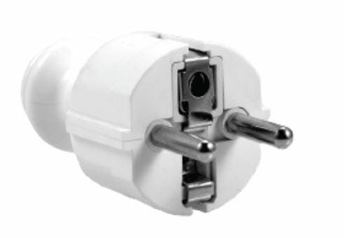 Biała wtyczka prosta WT-30 UNISCHUKO 16A 250V z uziemieniem marki ELGOTECH do instalacji jednofazowych