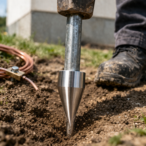 szpic do uziomu prętowego 16 mm stalowy grot uziemienia