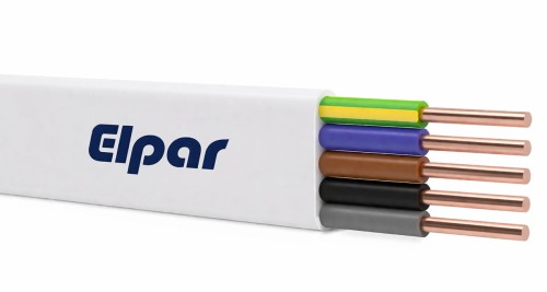 Przewód instalacyjny YDYp 5x6 żo 450/750V płaski marki Elpar przeznaczony do instalacji trójfazowych w budownictwie