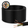 Kabel energetyczny ziemny YKY 4x1 mm² 0,6/1kV z widocznym przekrojem czterech miedzianych żył oraz czarną powłoką PVC przeznaczony do instalacji elektrycznych układanych bezpośrednio w ziemi.