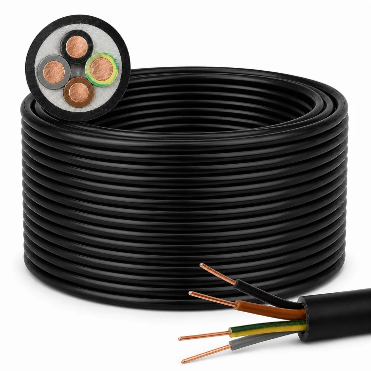Kabel ziemny YKY 4x4 mm² 0,6/1 kV miedziany do układania w gruncie, instalacji zewnętrznych, garażu, warsztatu, rozdzielnicy i tras kablowych.