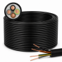 Kabel energetyczny ziemny YKY 4x6 mm² 0,6/1kV z widocznym przekrojem czterech miedzianych żył oraz czarną powłoką PVC przeznaczony do instalacji elektrycznych układanych bezpośrednio w ziemi.