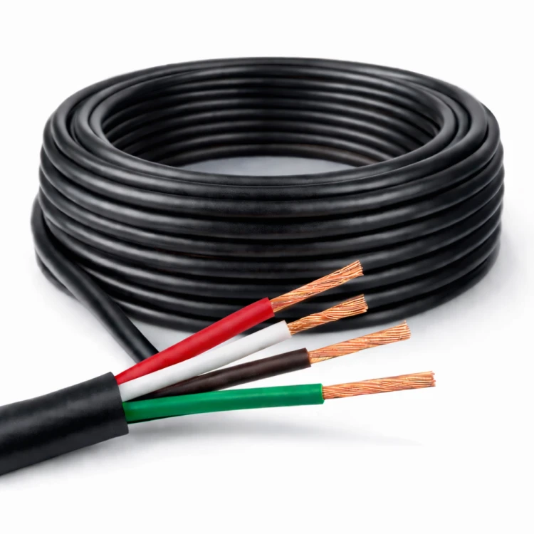 Przewód przyczepowy YLYs 4x0,75 24V Elektrokabel, miedziany 4-żyłowy przewód samochodowy do instalacji elektrycznych przyczep, lawet, naczep, kamperów i maszyn rolniczych.
