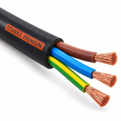 Giętki kabel Nexans TITANEX PREMIUM H07RN-F 3G2,5 mm² z trzema żyłami miedzianymi.