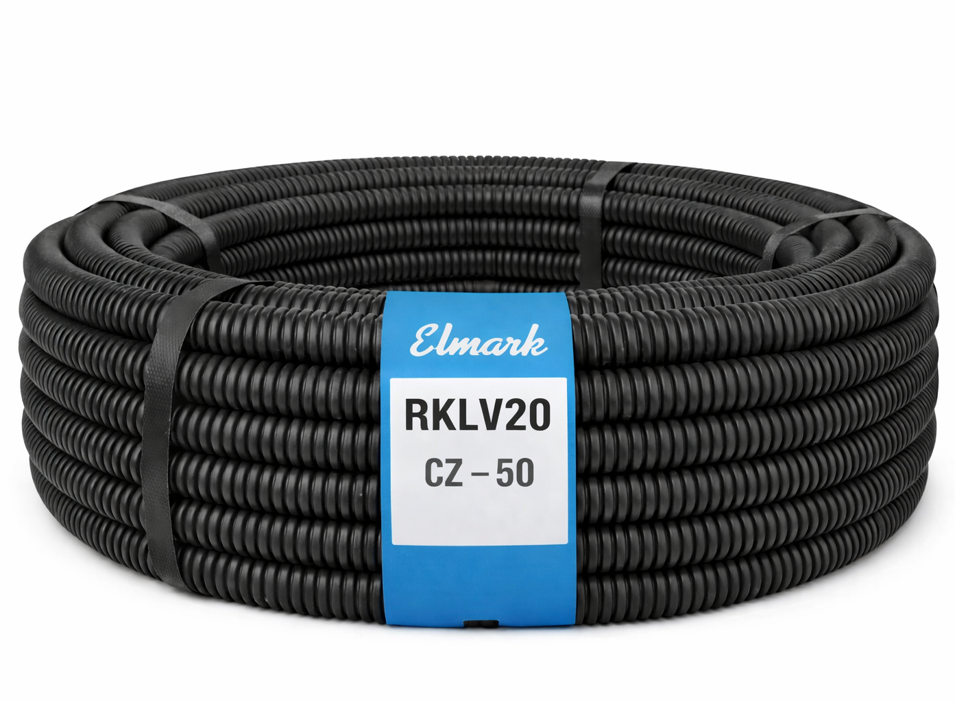 Rura karbowana peszel RKLV 20/16 mm w zwoju 50 m, czarna, odporność na ściskanie 320 N, UV, Elmark