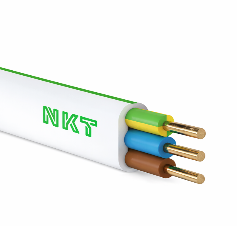 Przewód YDYp NKT 3x2,5 mm² żo 450/750 V INSTAL PLUS płaski bębnowy