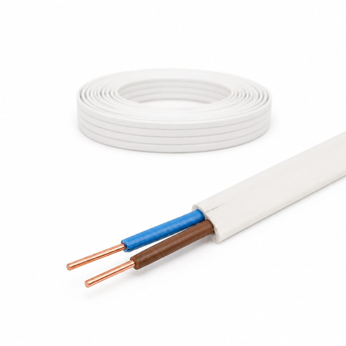 Przewód YDYp 2x2,5 mm² 450/750 V płaski biały miedziany